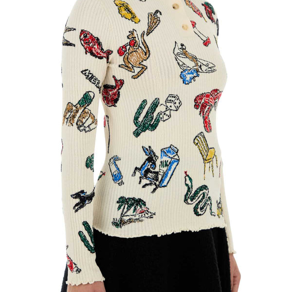Bottega Veneta Sweaters? Bottega Veneta Women Embroidered Stretch Wool Blend Sweater Premium Casual Designer Knitwear