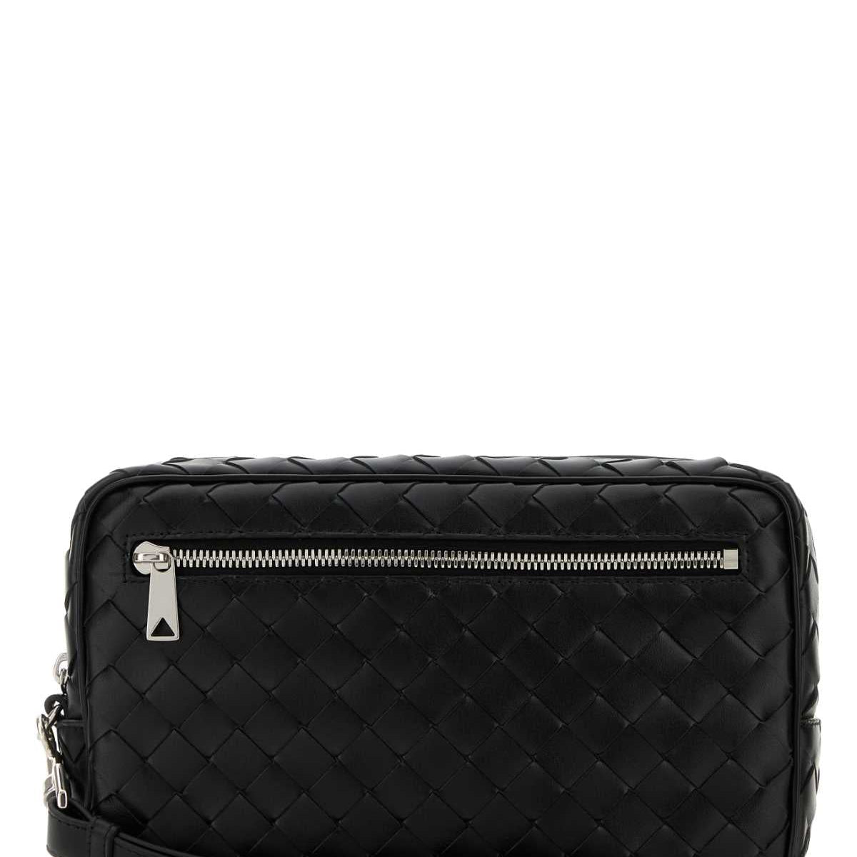 Bottega Veneta Bags? Bottega Veneta Men Black Leather Intrecciato Clutch Premium Designer Shoulder Bag