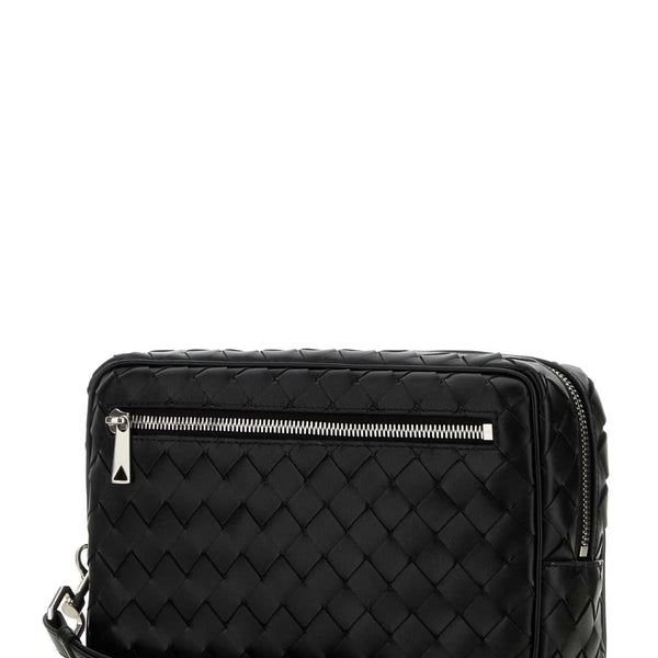 Bottega Veneta Bags? Bottega Veneta Men Black Leather Intrecciato Clutch Premium Designer Shoulder Bag