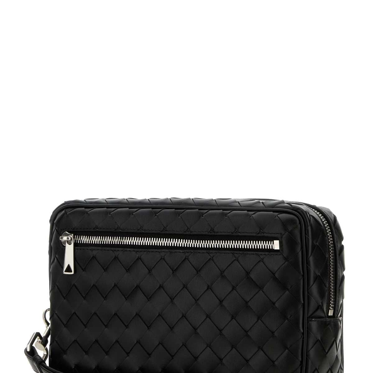 Bottega Veneta Bags? Bottega Veneta Men Black Leather Intrecciato Clutch Premium Designer Shoulder Bag