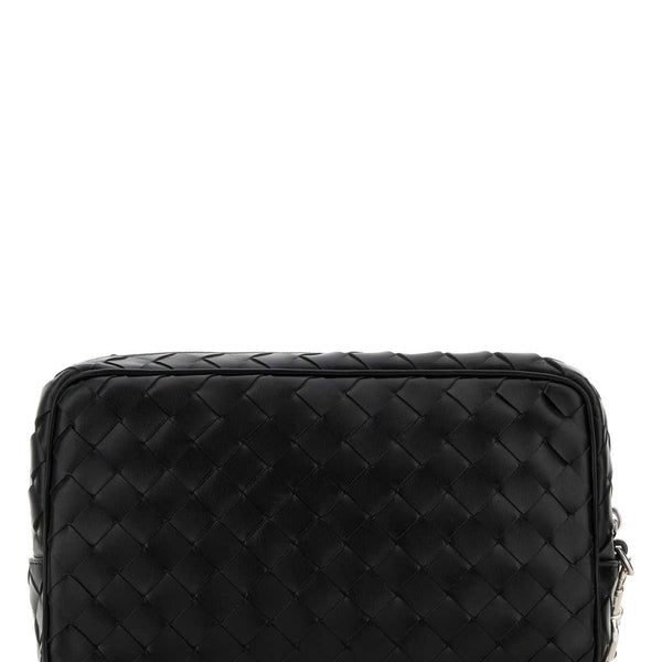 Bottega Veneta Bags? Bottega Veneta Men Black Leather Intrecciato Clutch Premium Designer Shoulder Bag