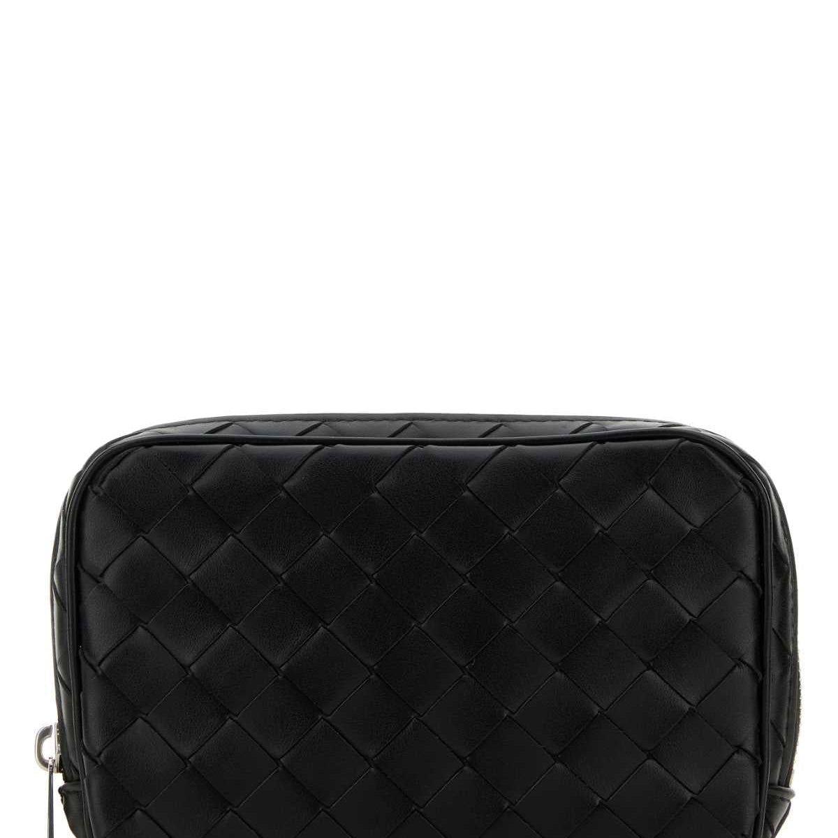 Bottega Veneta Accessories? Bottega Veneta Men Black Leather Small Intrecciato Beauty Case Luxury Designer Fashion Accessory
