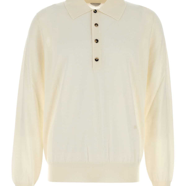 Bottega Veneta Polo Shirts? Bottega Veneta Men Ivory Cashmere Polo Shirt Premium Everyday Polo Shirt