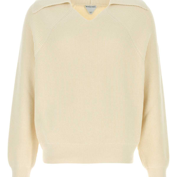 Bottega Veneta Sweaters? Bottega Veneta Men Cream Cotton Blend Sweater Luxury Designer Knit Sweater