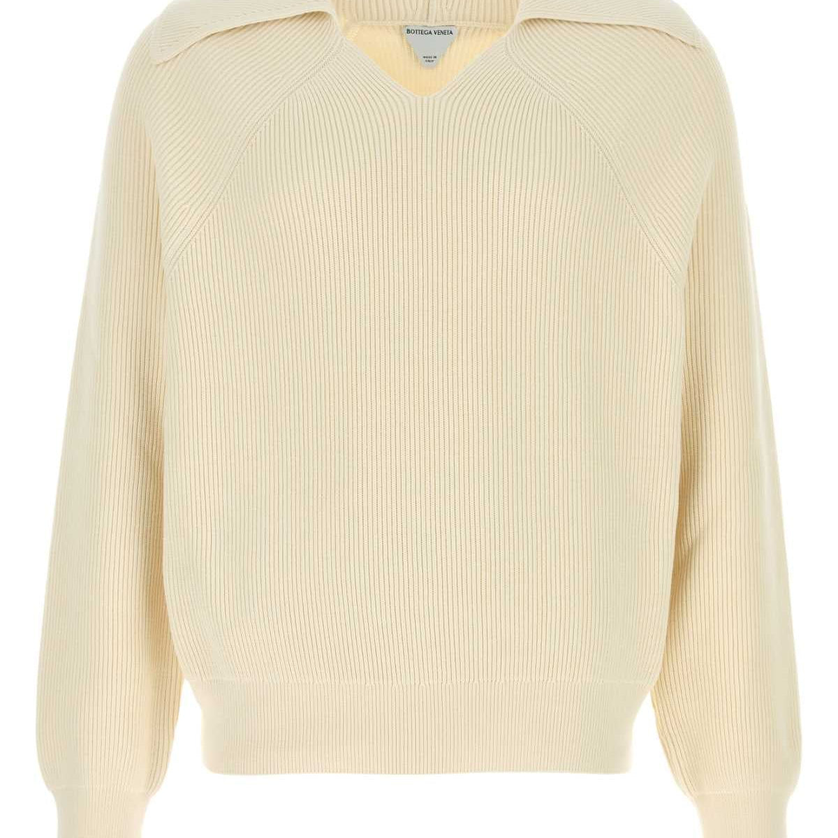 Bottega Veneta Sweaters? Bottega Veneta Men Cream Cotton Blend Sweater Premium Casual Designer Knitwear