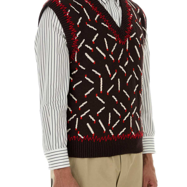 Bottega Veneta Vests? Bottega Veneta Men Embroidered Jacquard Vest Luxury Casual Designer Gilet