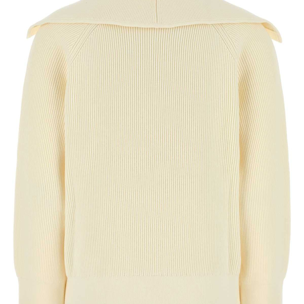 Bottega Veneta Sweaters? Bottega Veneta Women Cream Stretch Cotton Blend Cardigan Premium Casual Designer Knitwear