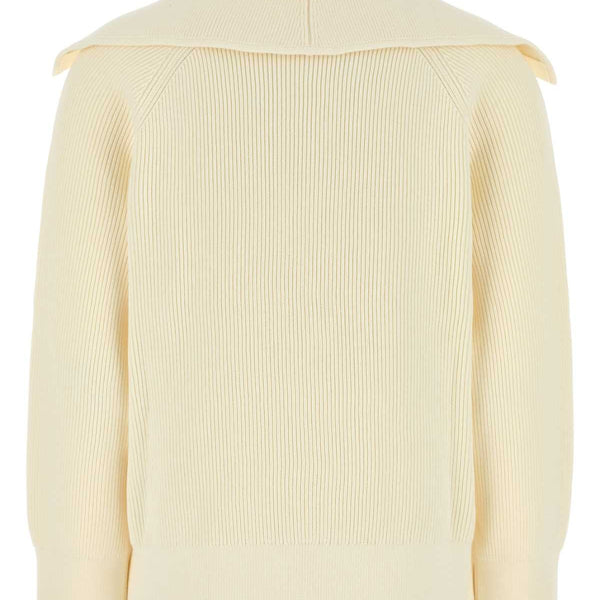 Bottega Veneta Sweaters? Bottega Veneta Women Cream Stretch Cotton Blend Cardigan Premium Casual Designer Knitwear