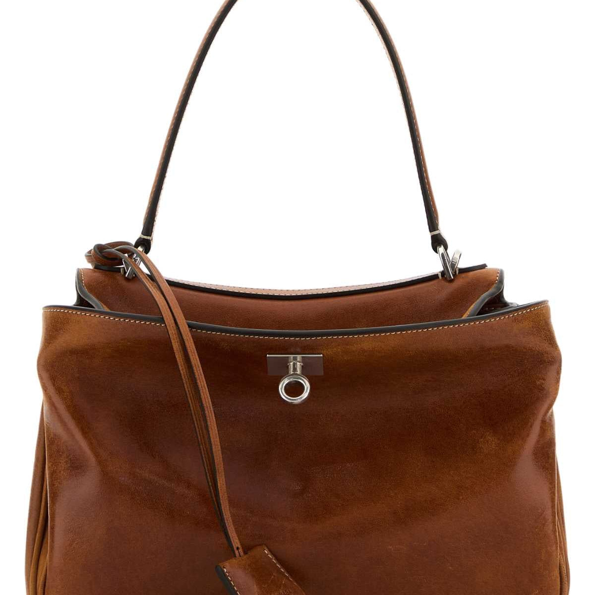 Balenciaga Bags? Balenciaga Women Caramel Leather Small Rodeo Handbag Luxury Designer Leather Handbag