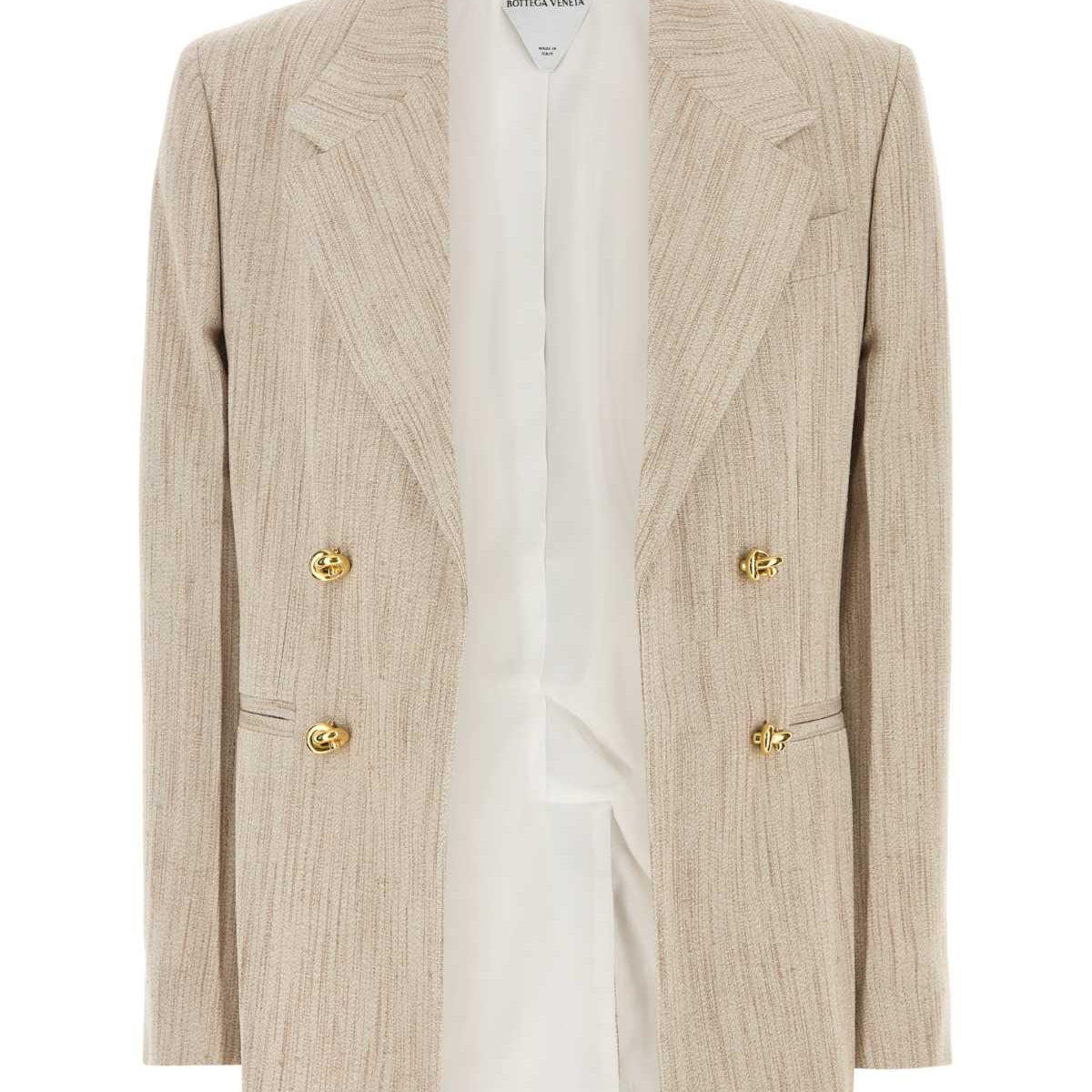 Bottega Veneta Jackets? Bottega Veneta Women Melange Sand Viscose Blend Blazer Premium Casual Designer Jacket
