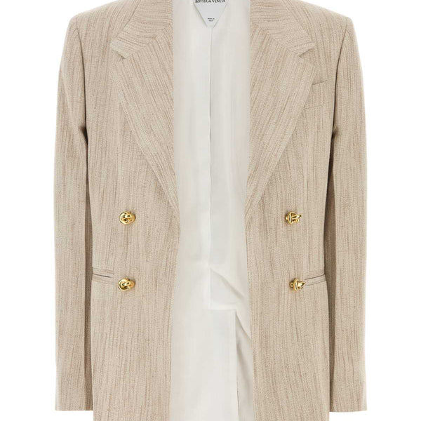 Bottega Veneta Jackets? Bottega Veneta Women Melange Sand Viscose Blend Blazer Premium Casual Designer Jacket