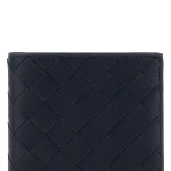 Bottega Veneta Wallets? Bottega Veneta Men Navy Blue Leather Intrecciato Wallet Compact Luxury Card Wallet