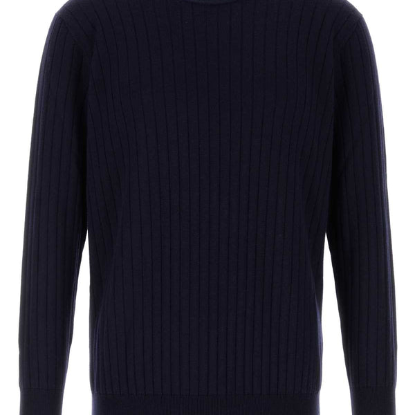 Bottega Veneta Sweaters? Bottega Veneta Men Dark Blue Wool Sweater Luxury Designer Knit Sweater