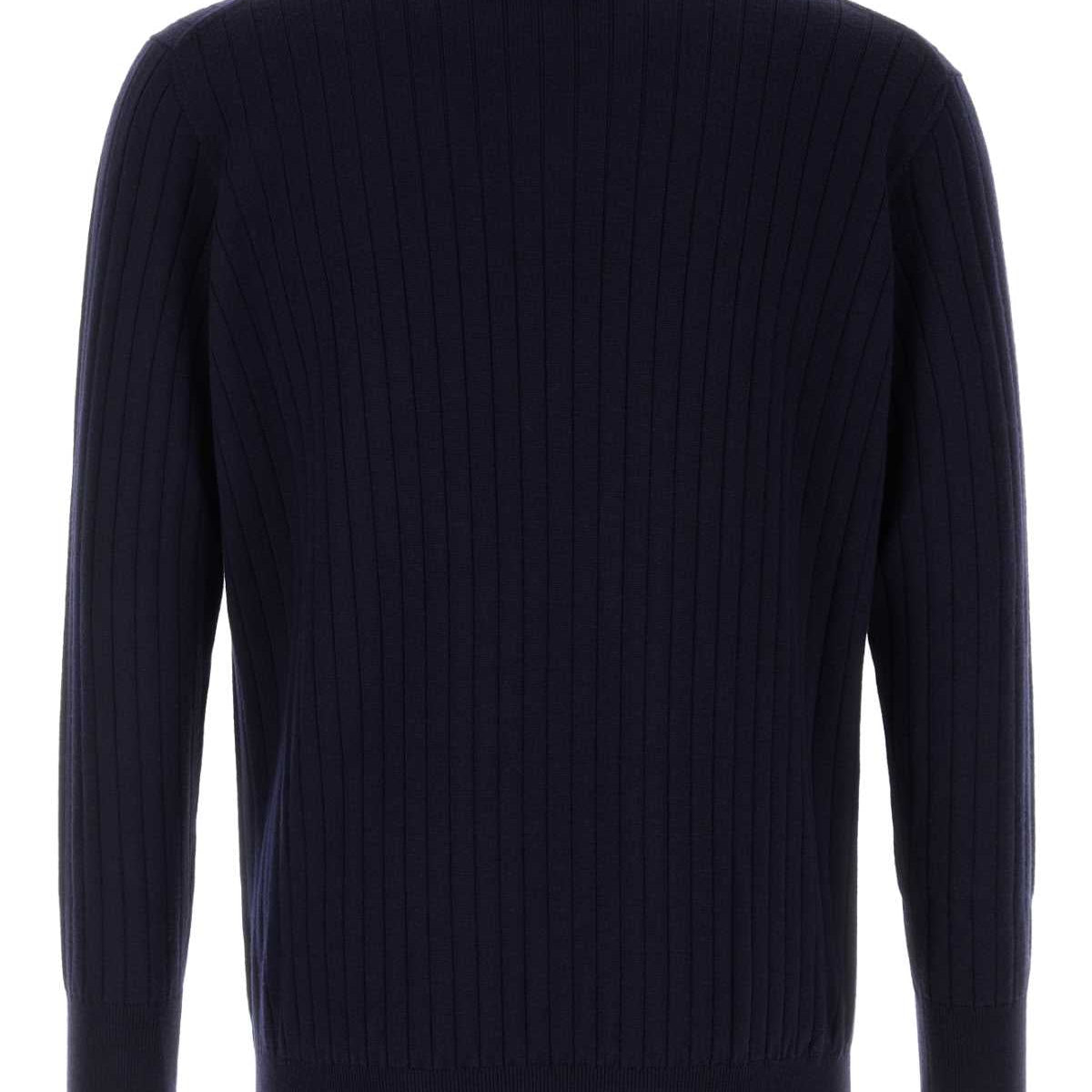 Bottega Veneta Sweaters? Bottega Veneta Men Dark Blue Wool Sweater Luxury Designer Knit Sweater