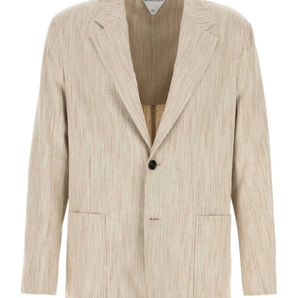 Bottega Veneta Jackets? Bottega Veneta Men Melange Sand Viscose Blend Blazer Stylish Everyday Designer Outerwear