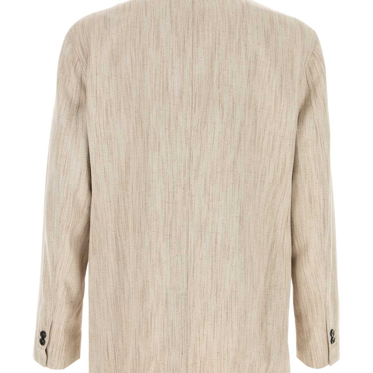 Bottega Veneta Jackets? Bottega Veneta Men Melange Sand Viscose Blend Blazer Stylish Everyday Designer Outerwear