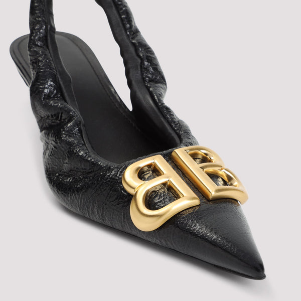 Close-up of Balenciaga slides hardware and fine stitching