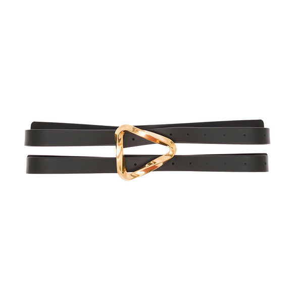 Bottega Veneta Belts? Bottega Veneta Women Black Belt With Triangular Buckle Closure In Leather Woman Classic Everyday Designer Belt