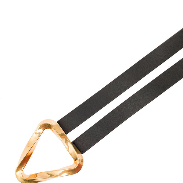 Bottega Veneta Belts? Bottega Veneta Women Black Belt With Triangular Buckle Closure In Leather Woman Classic Everyday Designer Belt