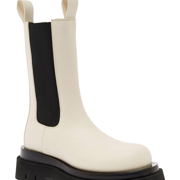 Bottega Veneta Shoes Bottega Veneta Women ' Lug' White Boots With Contrasting Multi-Layered Sole In Leather Woman Premium Designer Casual Shoes