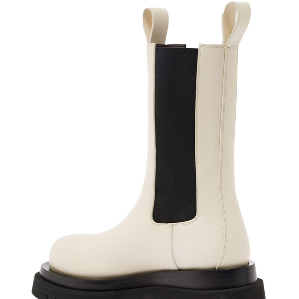 Bottega Veneta Shoes Bottega Veneta Women ' Lug' White Boots With Contrasting Multi-Layered Sole In Leather Woman Premium Designer Casual Shoes