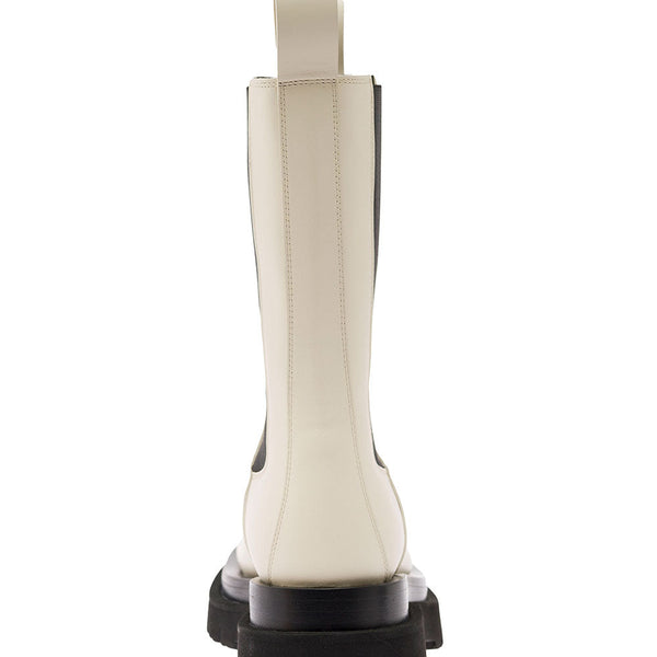 Bottega Veneta Shoes Bottega Veneta Women ' Lug' White Boots With Contrasting Multi-Layered Sole In Leather Woman Premium Designer Casual Shoes