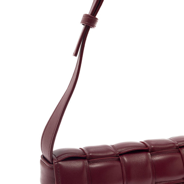 Bottega Veneta Bags? Bottega Veneta Women 'Small Padded Cassette' Bordeaux Crossbody Bag In Intreccio Nappa Leather Woman Luxury Designer Leather Handbag