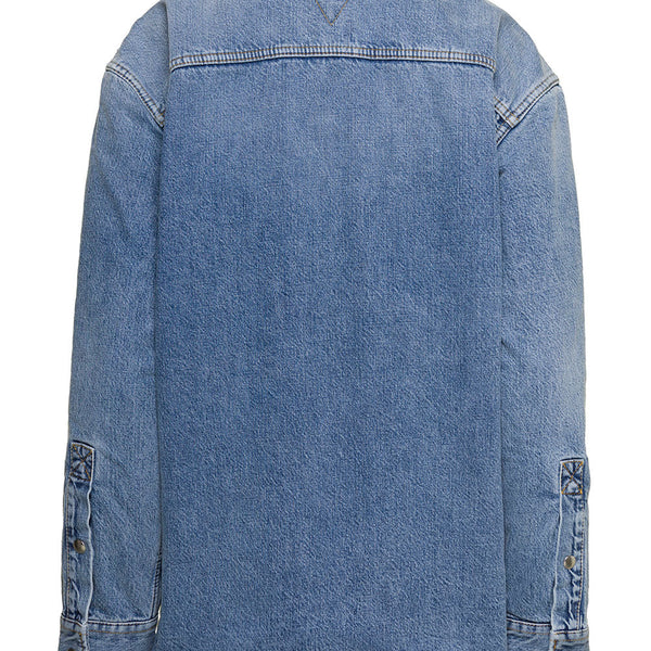Bottega Veneta Tops? Bottega Veneta Women Indigo Medium Washing 'Vintage' Shirt With Patch Pockets In Cotton Denim Woman Premium Designer Casual Top