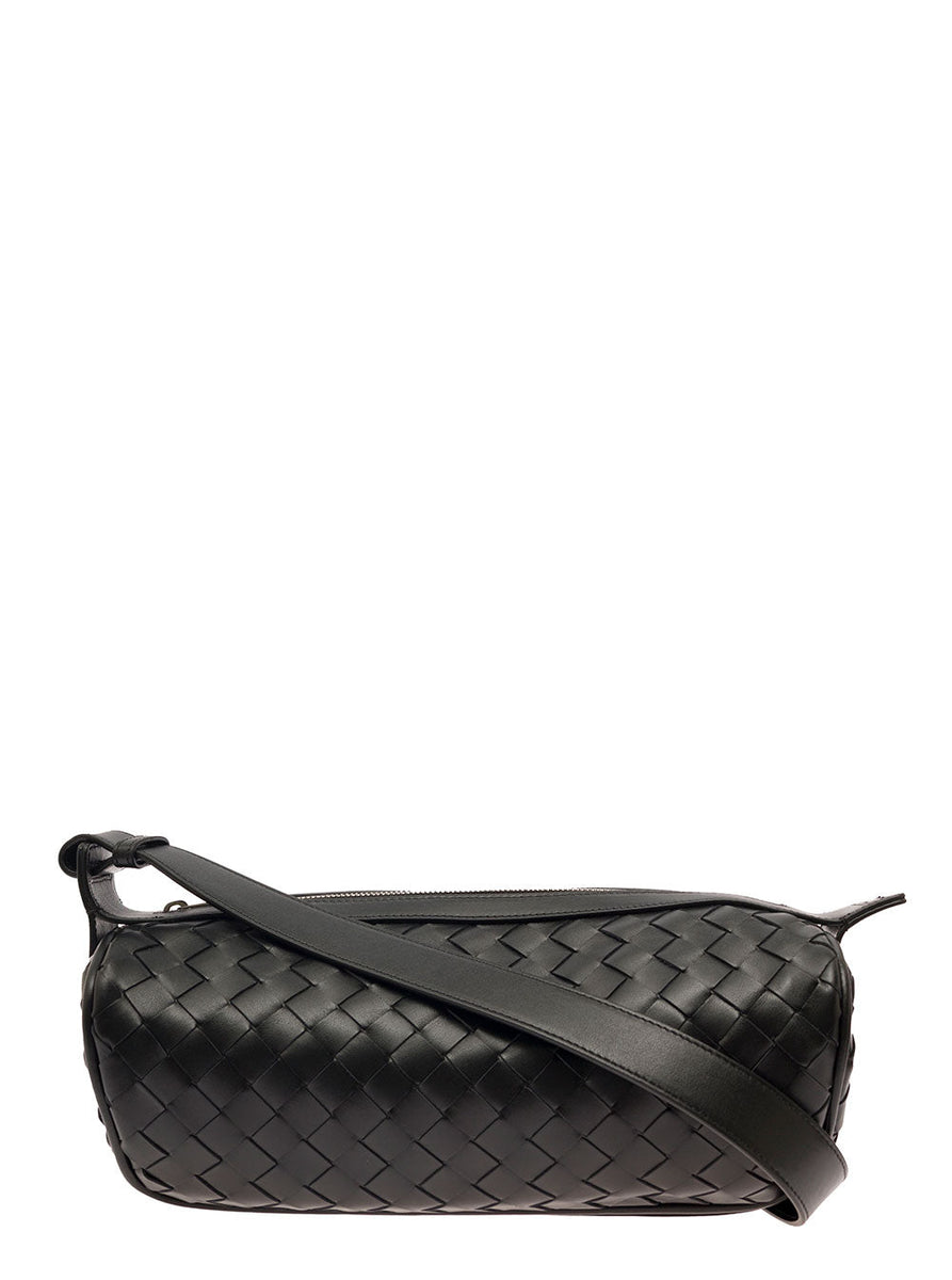 Bottega Veneta Bags? Bottega Veneta Men 'Cannolo' Black Crossbody Bag With Intreccio Motif In Leather Man Premium Designer Shoulder Bag