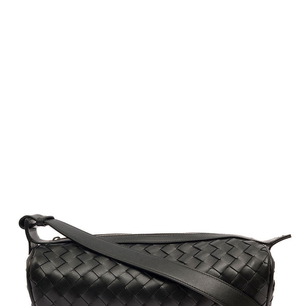 Bottega Veneta Bags? Bottega Veneta Men 'Cannolo' Black Crossbody Bag With Intreccio Motif In Leather Man Premium Designer Shoulder Bag