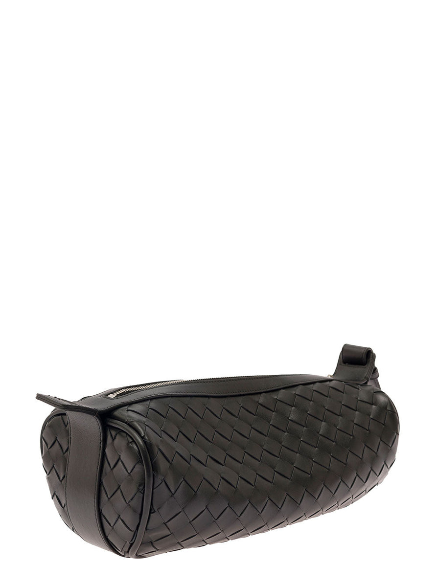 Bottega Veneta Bags? Bottega Veneta Men 'Cannolo' Black Crossbody Bag With Intreccio Motif In Leather Man Premium Designer Shoulder Bag
