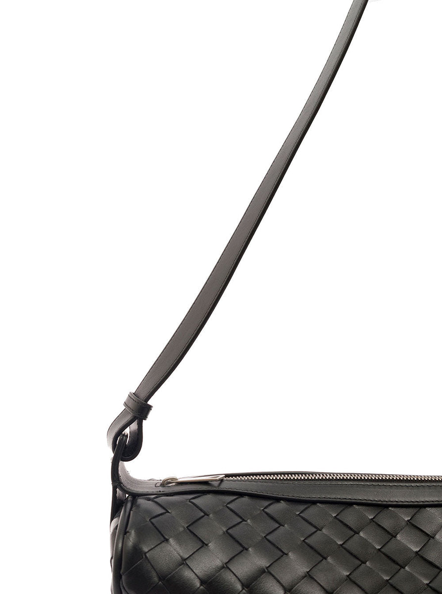 Bottega Veneta Bags? Bottega Veneta Men 'Cannolo' Black Crossbody Bag With Intreccio Motif In Leather Man Premium Designer Shoulder Bag