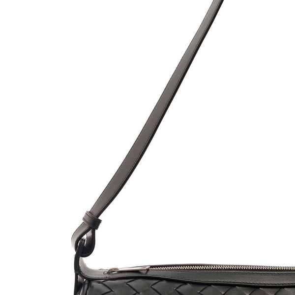 Bottega Veneta Bags? Bottega Veneta Men 'Cannolo' Black Crossbody Bag With Intreccio Motif In Leather Man Premium Designer Shoulder Bag