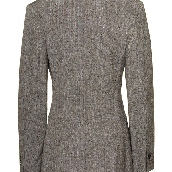 Bottega Veneta Jackets? Bottega Veneta Women Grey Single-Breasted Slim-Fitted Jacket With Single Button In Viscose Blend Woman Premium Casual Designer Jacket