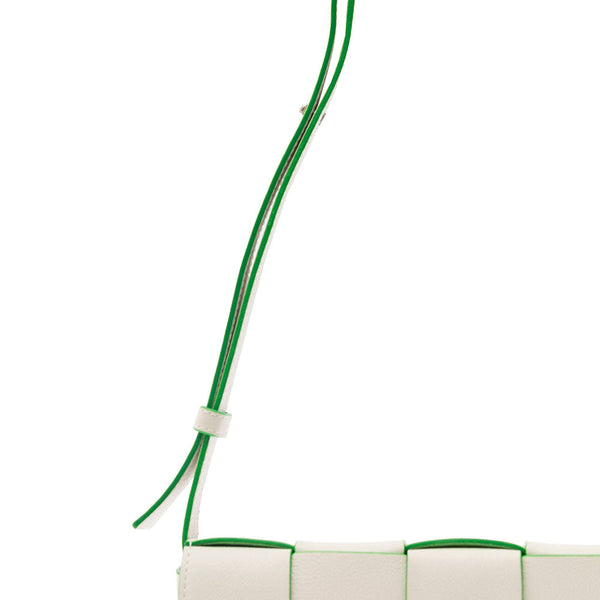 Bottega Veneta Bags? Bottega Veneta Women 'Cassette Fun L' White And Green Crossbody Bag In Intreccio Nappa Leather Woman Luxury Designer Leather Handbag
