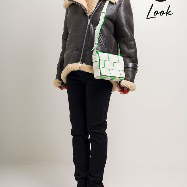 Bottega Veneta Bags? Bottega Veneta Women 'Cassette Fun L' White And Green Crossbody Bag In Intreccio Nappa Leather Woman Luxury Designer Leather Handbag