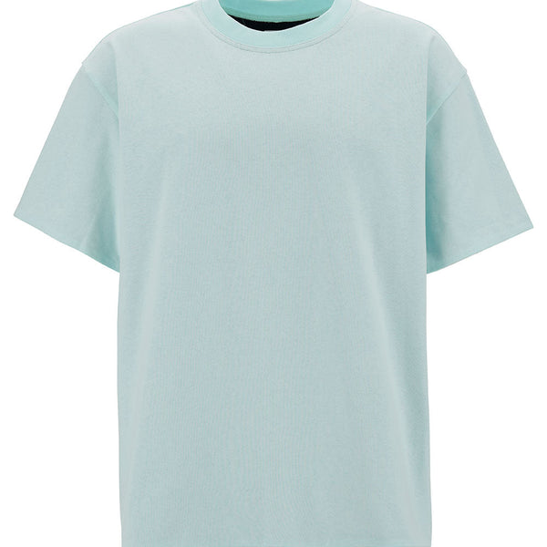Bottega Veneta T-Shirts? Bottega Veneta Men Light Blue Double Layer T-Shirt In Cotton Man Premium Designer Cotton T-Shirt
