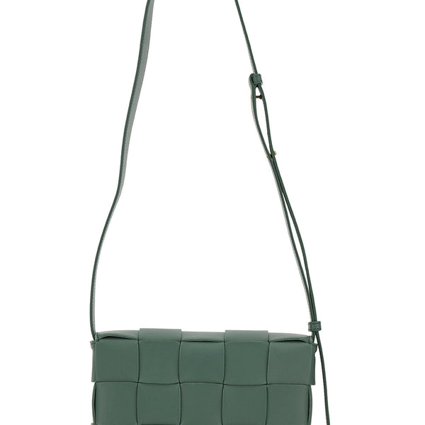 Bottega Veneta Bags? Bottega Veneta Women 'Cassette' Green Crossbody Bag With Intreccio Motif In Leather Woman Elegant Everyday Designer Handbag