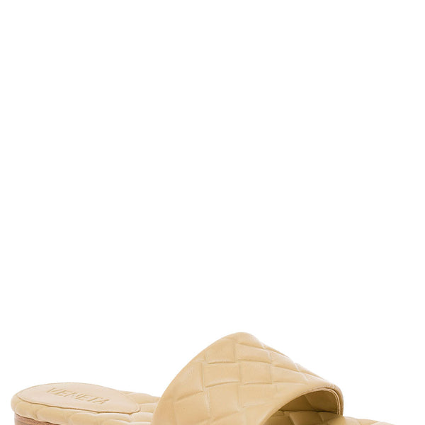 Bottega Veneta Shoes Bottega Veneta Women 'Slide Amy' Beige Sandals With Intreccio Motif In Leather Woman Premium Designer Casual Shoes