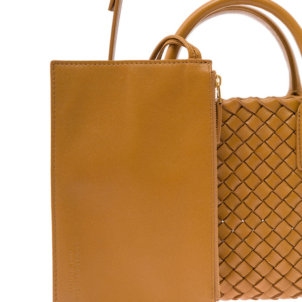 Bottega Veneta Bags? Bottega Veneta Women 'Mini Cabat' Caramel Intreccio Tote Bag With Shoulder Strap Leather Woman Bottega Veneta Premium Designer Shoulder Bag