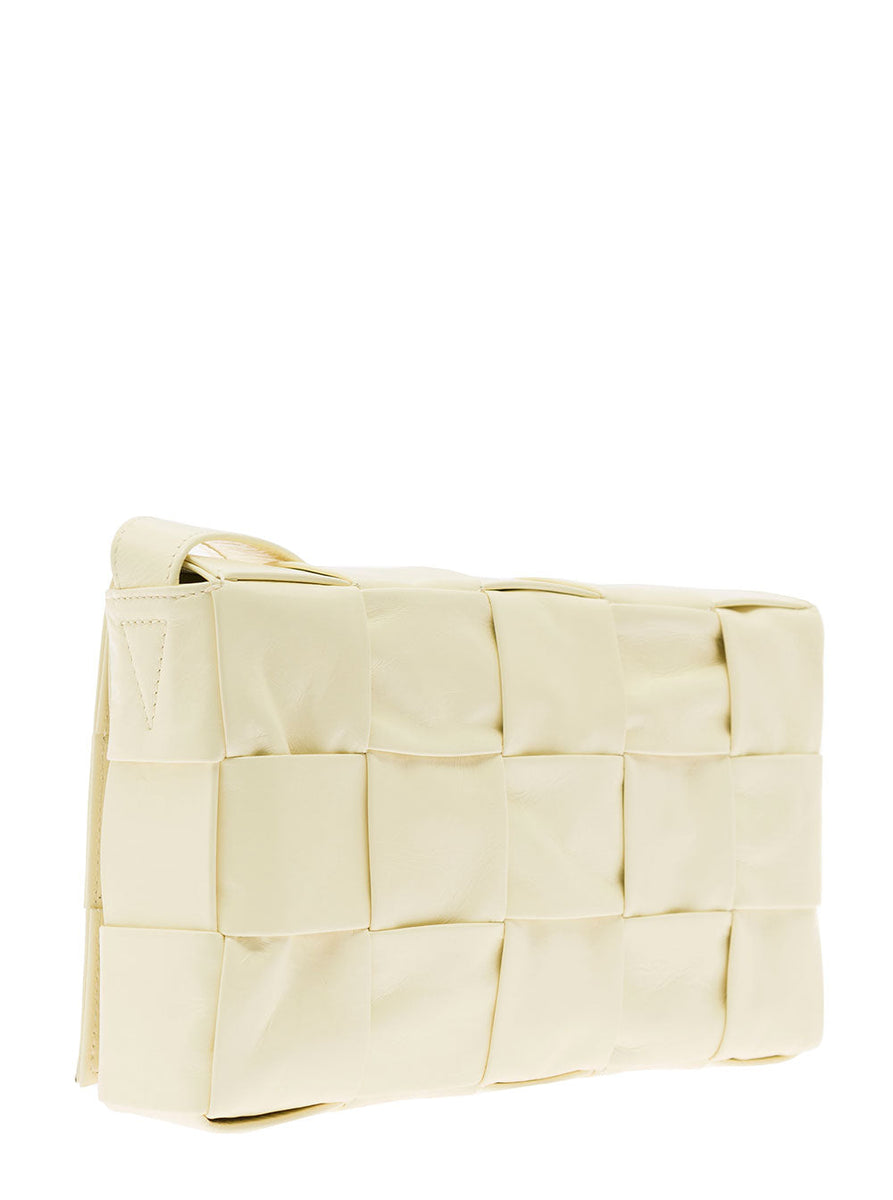 Bottega Veneta Bags? Bottega Veneta Men 'Candy Cassette' White Mini Shoulder Bag Intreccio Design In Leather Man Elegant Everyday Designer Handbag