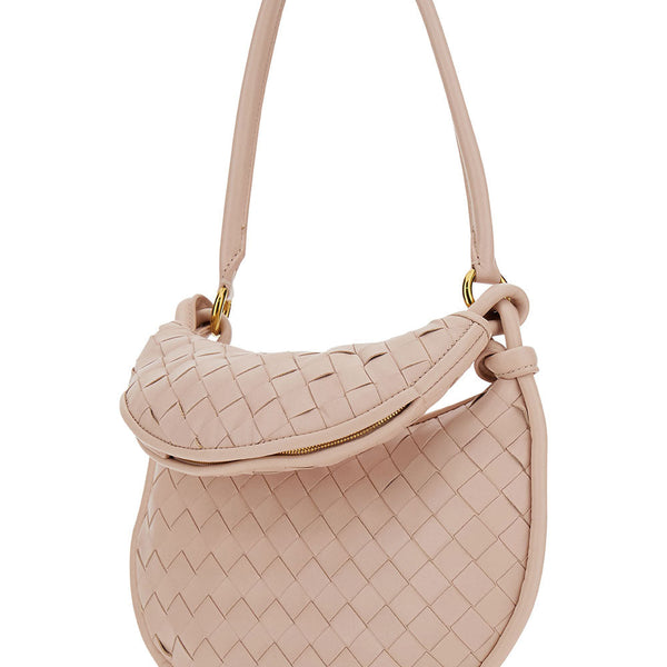 Bottega Veneta Bags? Bottega Veneta Women 'Small Gemelli' Pink Shoulder Bag With Intrecciato Motif In Leather Woman Elegant Everyday Designer Handbag