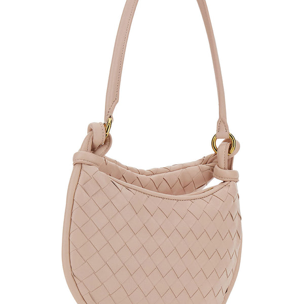 Bottega Veneta Bags? Bottega Veneta Women 'Small Gemelli' Pink Shoulder Bag With Intrecciato Motif In Leather Woman Elegant Everyday Designer Handbag