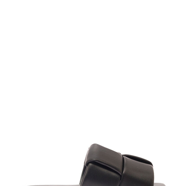 Bottega Veneta Shoes Bottega Veneta Women Black Flat Mules With Padded Intreccio Band In Leather Woman Comfortable Everyday Designer Shoes