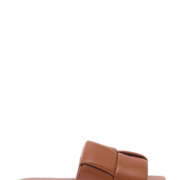 Bottega Veneta Shoes Bottega Veneta Women Brown Flat Mules With Padded Intreccio Band In Leather Woman Luxury Lifestyle Designer Footwear