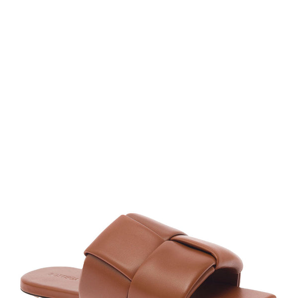Bottega Veneta Shoes Bottega Veneta Women Brown Flat Mules With Padded Intreccio Band In Leather Woman Luxury Lifestyle Designer Footwear