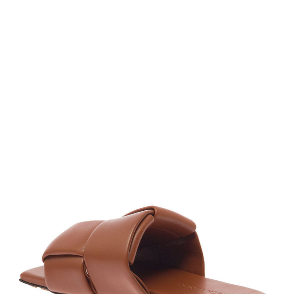Bottega Veneta Shoes Bottega Veneta Women Brown Flat Mules With Padded Intreccio Band In Leather Woman Luxury Lifestyle Designer Footwear
