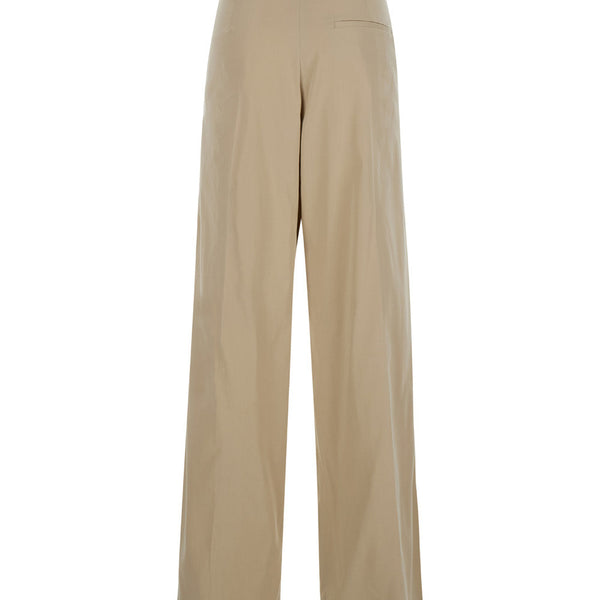 Bottega Veneta Pants? Bottega Veneta Women Beige High-Waisted Pants With Pinces In Cotton Woman Premium Designer Casual Trousers