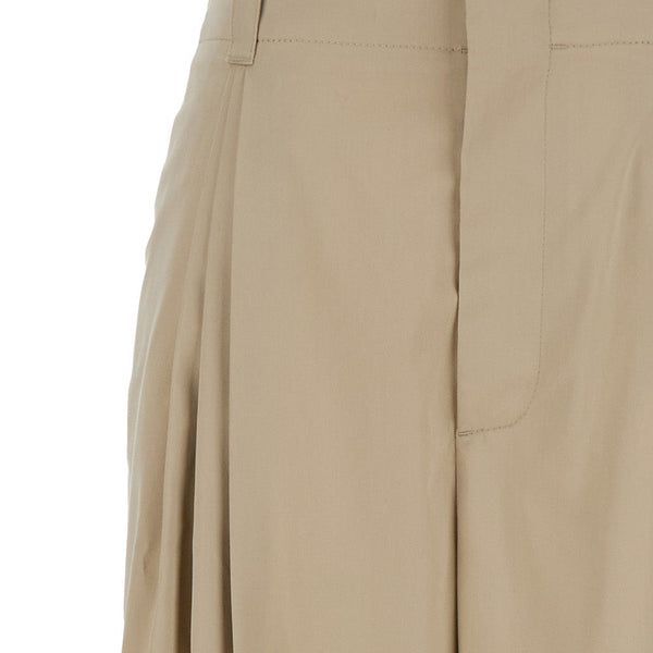 Bottega Veneta Pants? Bottega Veneta Women Beige High-Waisted Pants With Pinces In Cotton Woman Premium Designer Casual Trousers