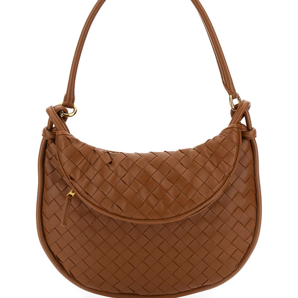 Bottega Veneta Bags? Bottega Veneta Women 'Gemelli Medium' Light Brown Hobo Shoulder Bag With Intrecciato Motif In Leather Woman Premium Designer Shoulder Bag